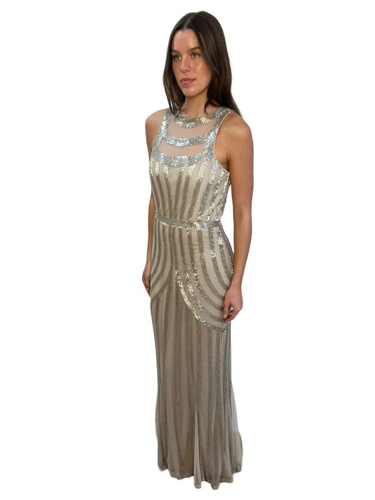 Rachel Gilbert Nude Camille Gown. Size: 3