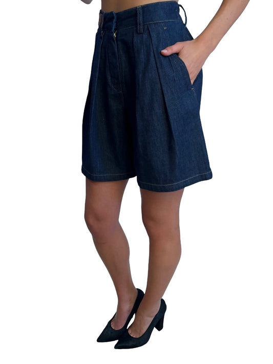 Scanlan Theodore Indigo Pleated Denim Shorts. Size: 6