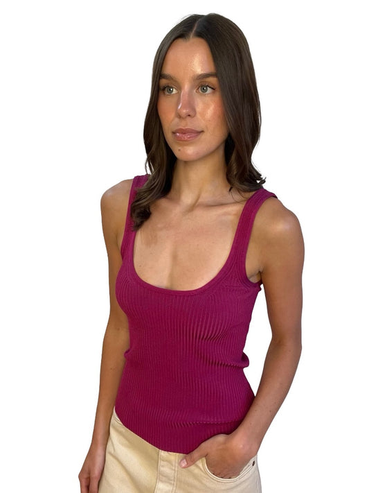 Zimmermann Maroon Ribbed Tank Top. Size: 1