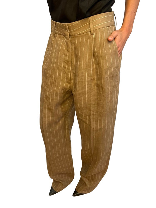 Blaze Milano Olive Linen Pinstripe Pants. Size: 3