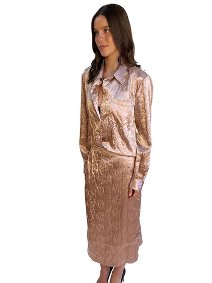 Acne Studios Pink Embossed Rose Oversized Blouse & Skirt Set. Size: 36 & 38