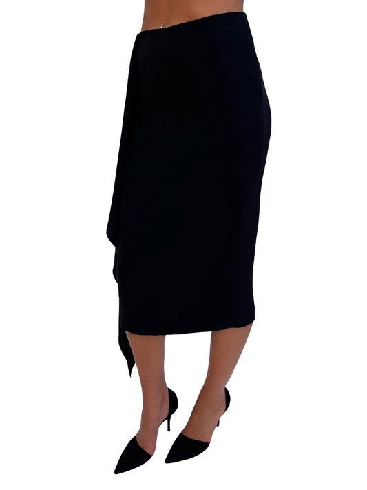 Carla Zampatti Black Asymmetric Hem Skirt. Size: 6