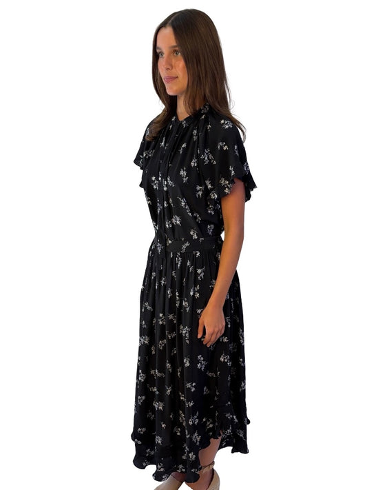 Zimmermann Black/Grey Silk Floral Top/Skirt Set. Size: 1