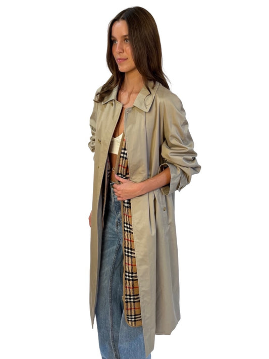 Burberry Light Khaki 50 RX Wool Interior Trench Coat. Size: M