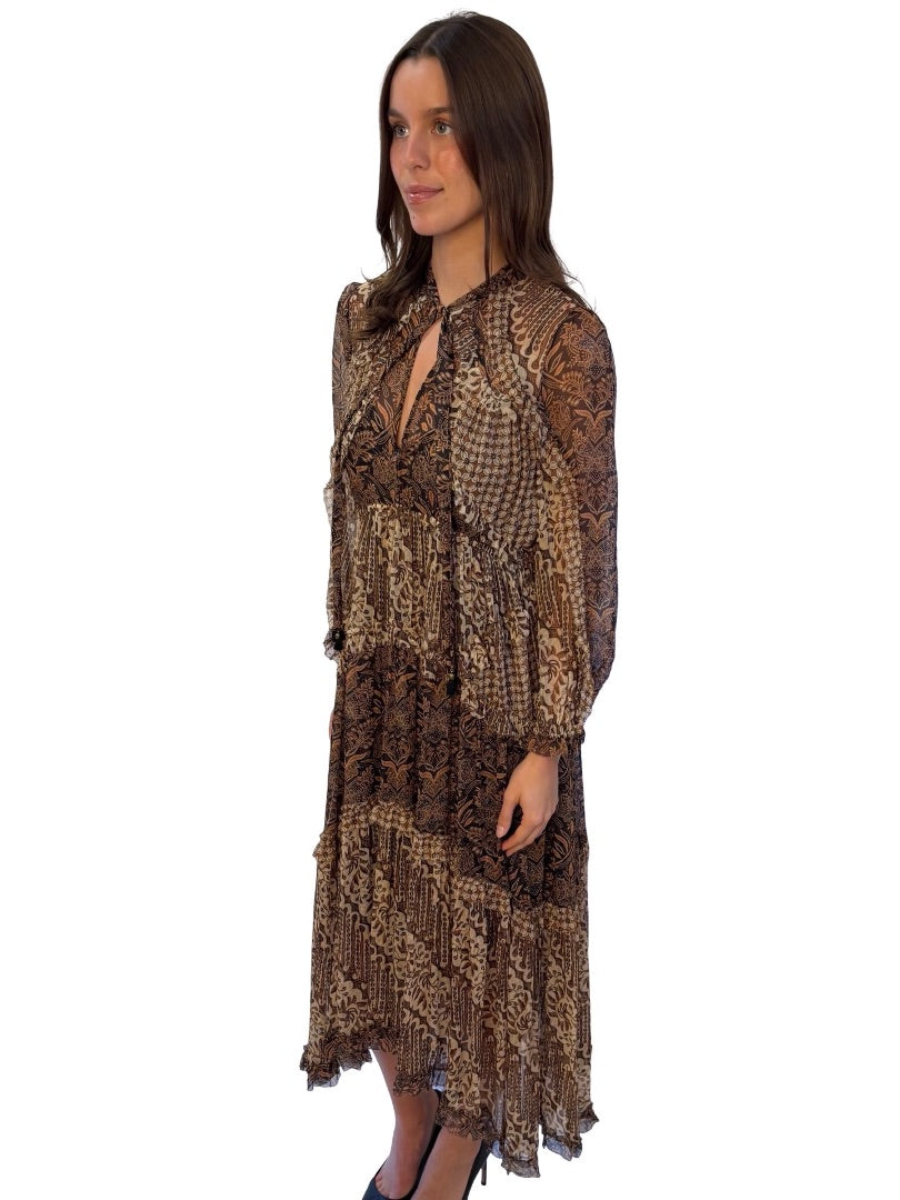 Zimmermann Brown Paisley Maxi Dress W Slip. Size: 2