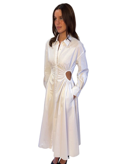 Scanlan Theodore White Waist Cutout Maxi Shirt Dress. Size: 8