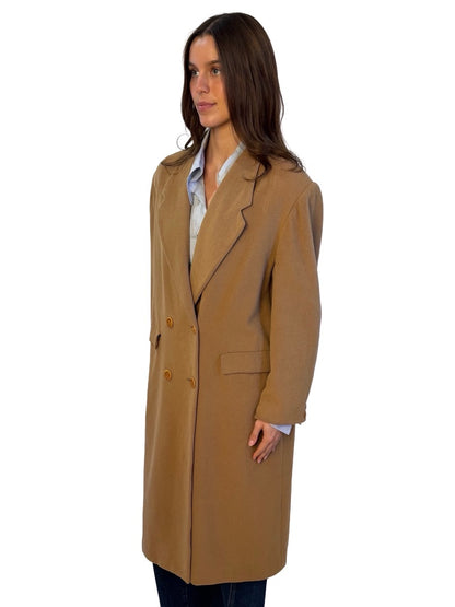 Burberry Tan Vintage Low Cut Double Breasted Coat. Size: 48