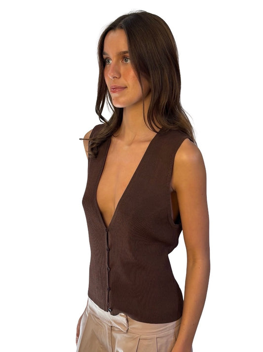 Matteau Brown Low Cut Vest. Size: 4