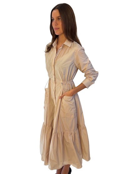 Weekend MaxMara Cream Drawcord Maxi Dress. Size: 8-10