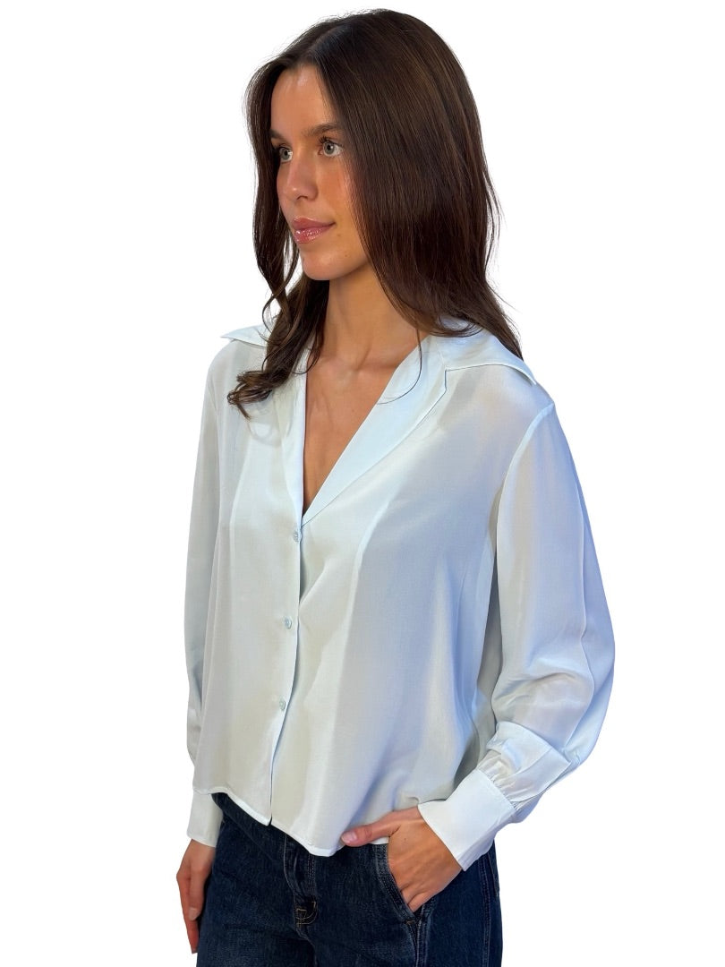 Scanlan Theodore Blue Silk Sheer Shirt. Size: 10