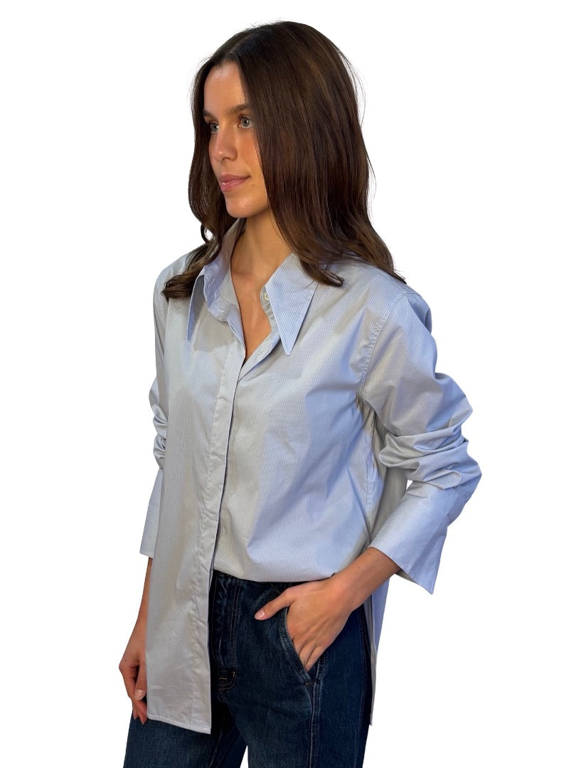 Scanlan Theodore Grey Pinstripe Shirt. Size: 12