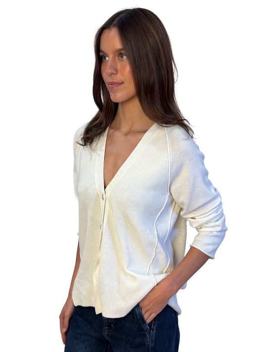 Gran Sasso Cream Wool Blend Cardigan. Size: 46