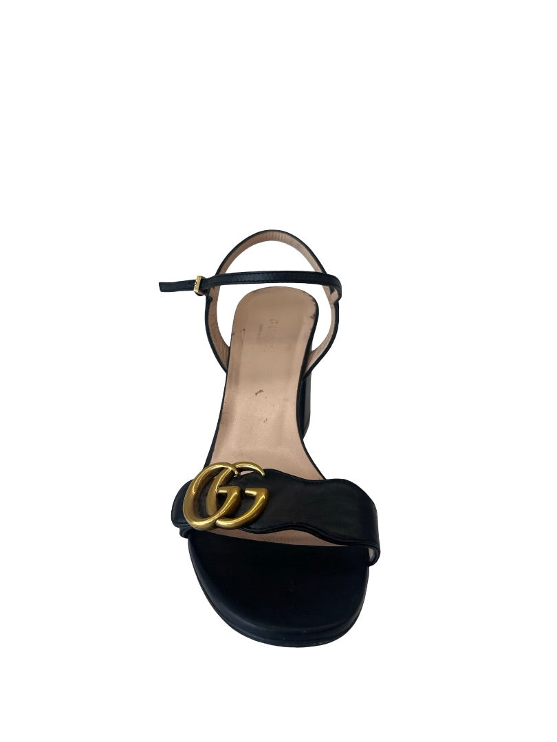 Gucci Black Leather Block Heel. Size: 37