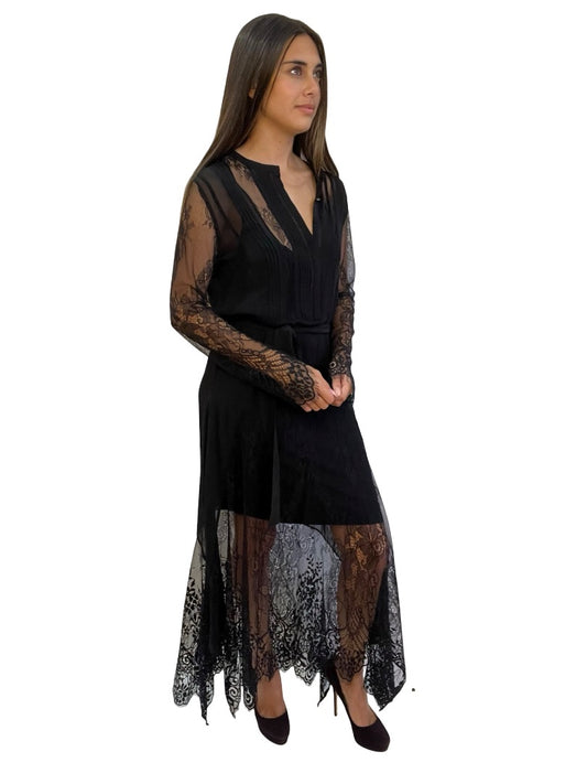 Husk Black Sheer Lace Detail Dress W Slip. Size: 1