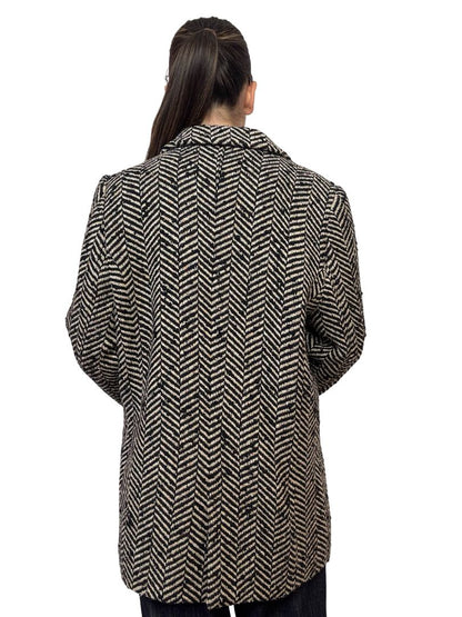 Anine Bing Black / Neutral Herringbone Blazer. Size: S
