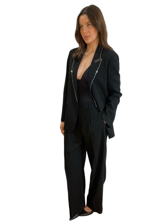 Forte_forte Black Suit w Embellished Jacket Collar. Size: 2