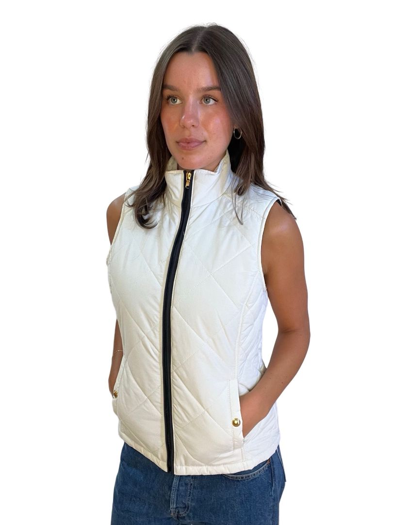 Ralph Lauren White Sleeveless Puffer. Size: M