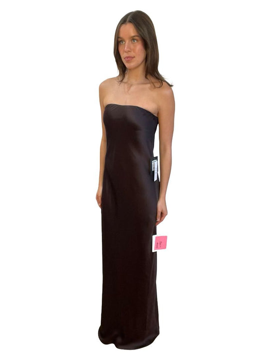 Norma Kamali Chocolate Bias Strapless Gown. Size: S