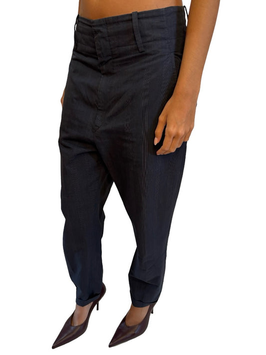 Isabel Etoile Marant Navy Tapered Cotton Pants. Size: 38