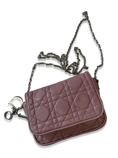 Christian Dior Rose Mini Leather Shoulder Bag.
