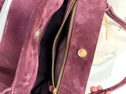 Manu Atelier Merlot 'Le Cambon East West' Suede Handbag.