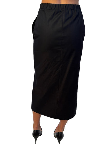 Scanlan Theodore Black 'Double Cotton Soft Zip Skirt'. Size: 6