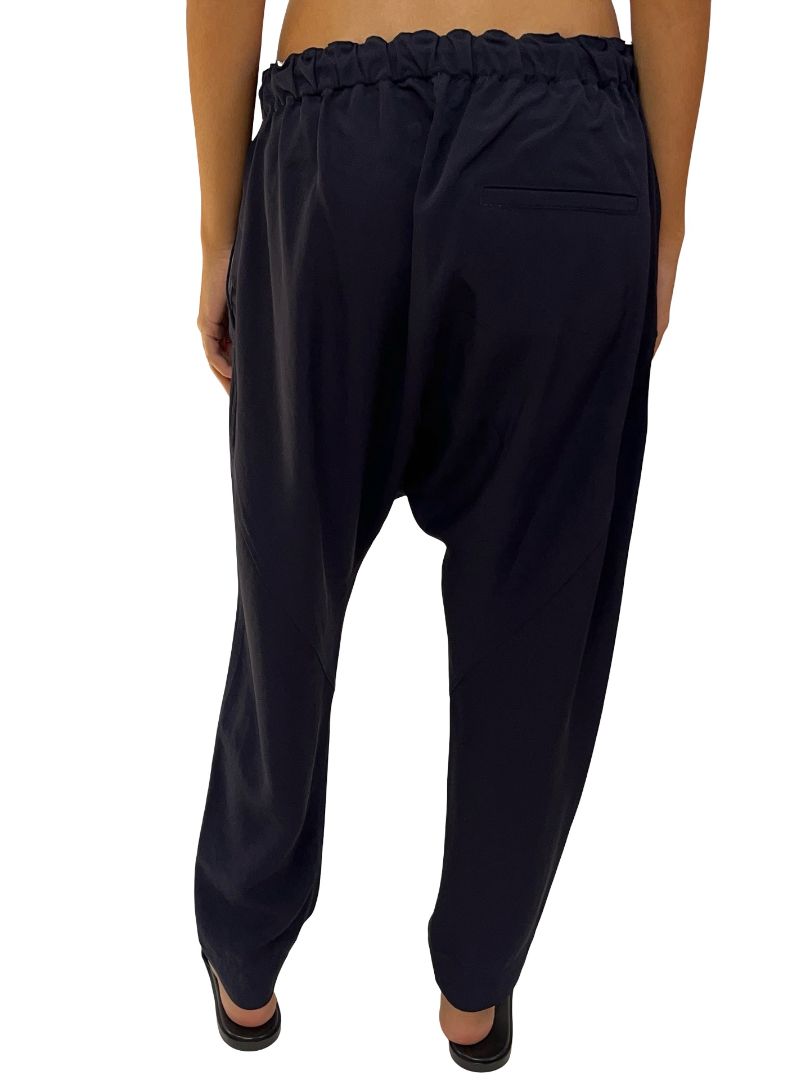 Bassike Navy Drop Crotch Drawstring Pants. Size: 1