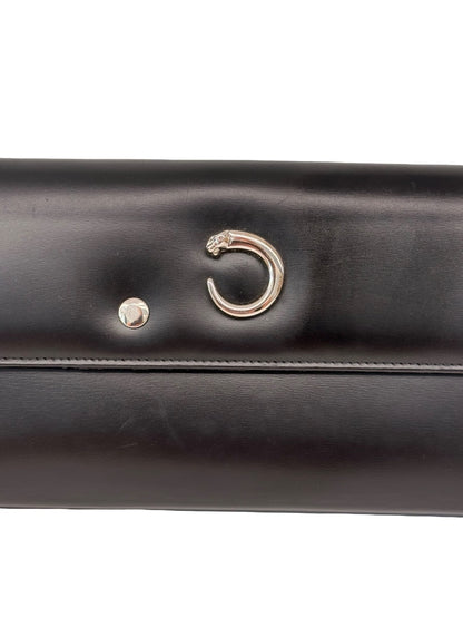 Cartier Black Leather Panther C Folding Wallet.