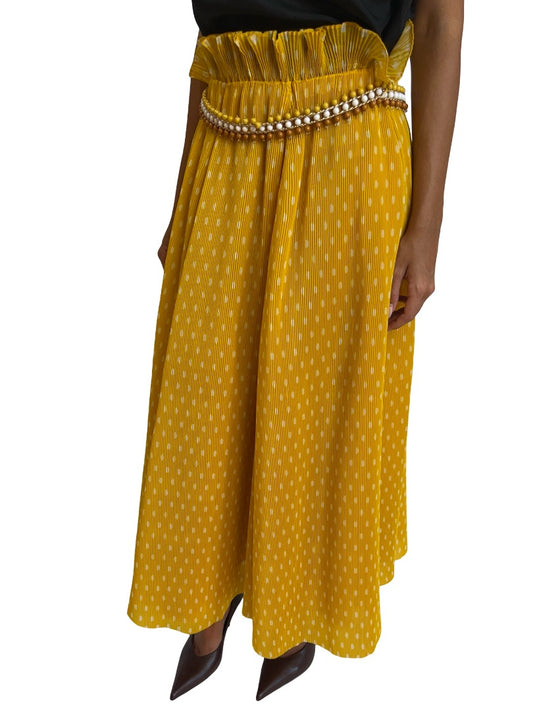 Zimmermann Yellow Polka Dot Micro Pleat Skirt. Size: 1