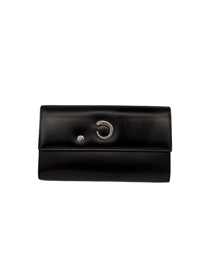 Cartier Black Leather Panther C Folding Wallet.