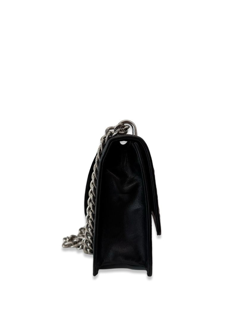 Prada Black Woven Leather 'Madras' Chain Bag.