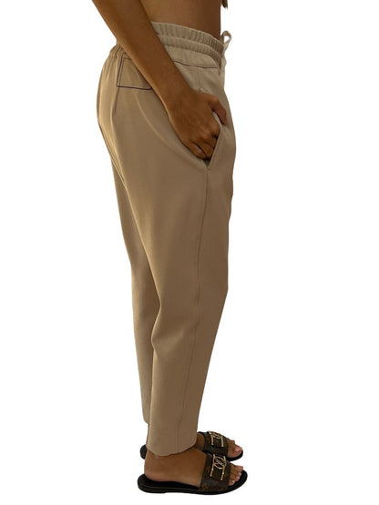 Bassike Tan Stretch Twill Tapered Slouch Pants. Size: 2