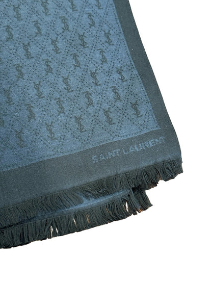 Saint Laurent Navi/Black Monogram Jacquard Scarf. Size: 170cm x 64cm