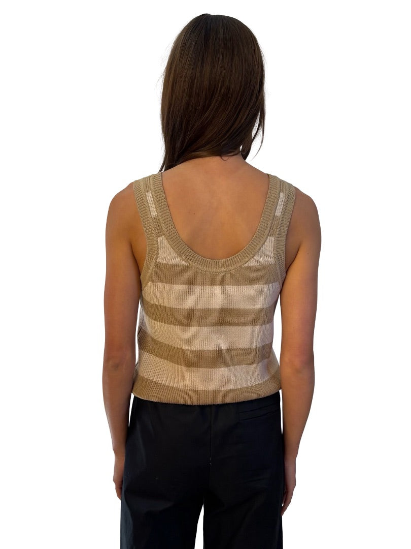 Camilla and Marc Brown Striped Knit Tank. Size: L