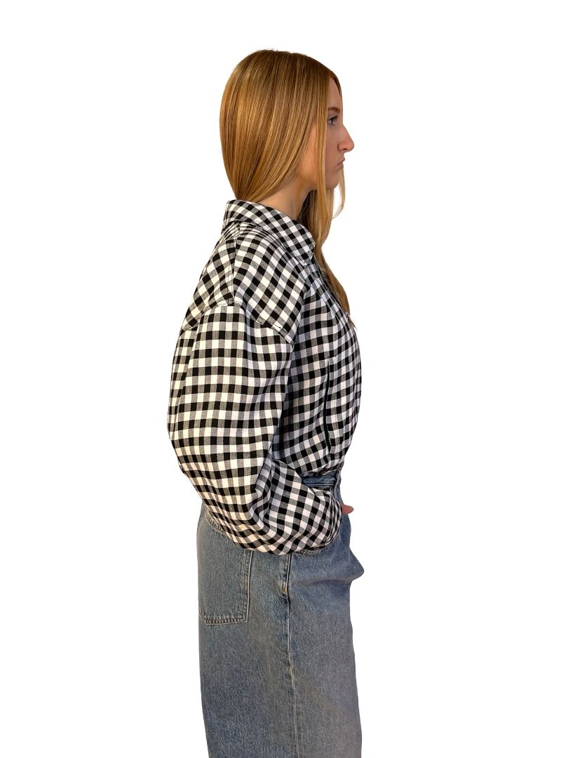 A.L.C. Black / White Plaid Cropped Jacket. Size: S