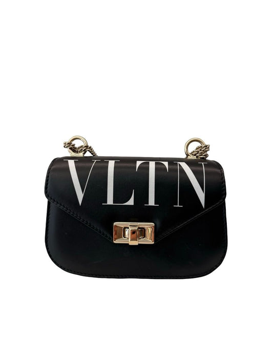 Valentino Black VLTN Stud Chain Crossbody Bag.
