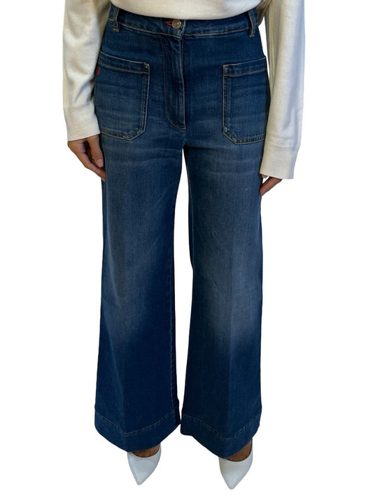 Victoria Beckham Blue Alina High Rise Wide Leg Jeans. Size: 26