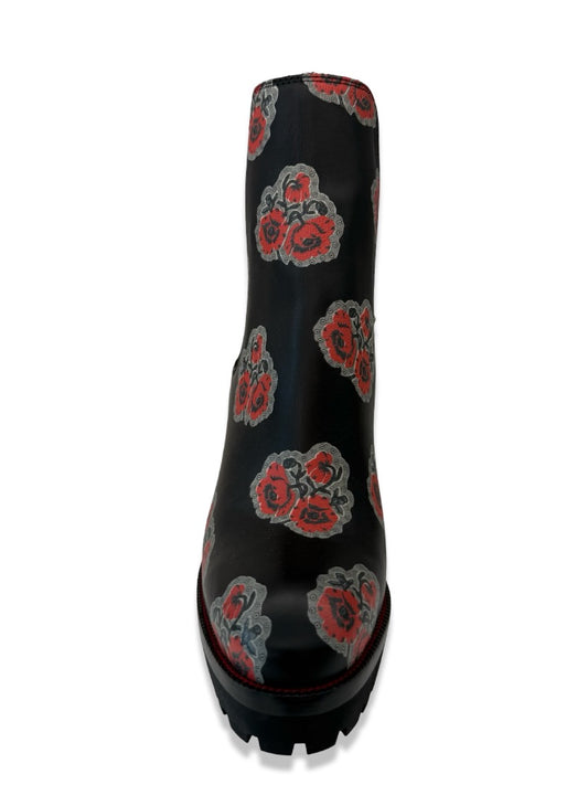 Alexander McQueen Black Poppy Heeled Low Boots. Size: 35