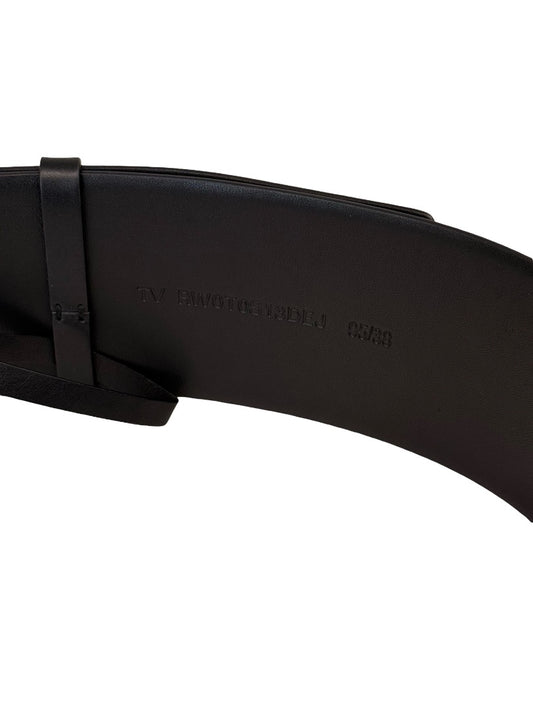 Valentino Black Thick Leather Belt. Size: 95/38