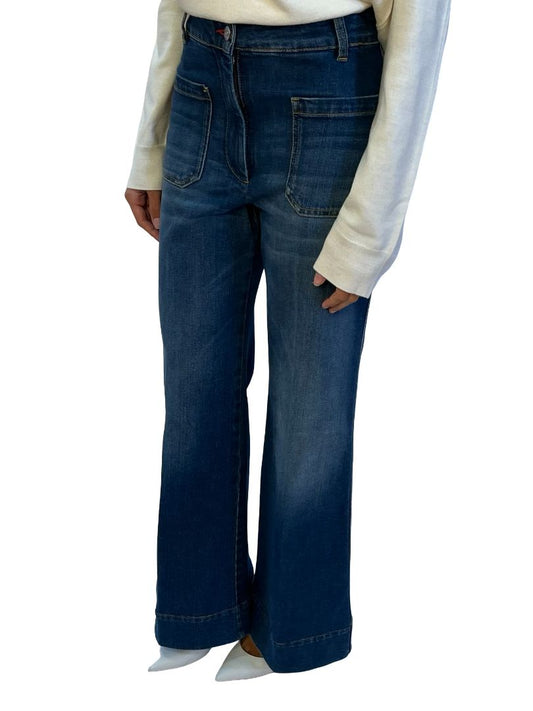 Victoria Beckham Blue Alina High Rise Wide Leg Jeans. Size: 26