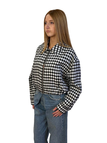 A.L.C. Black / White Plaid Cropped Jacket. Size: S