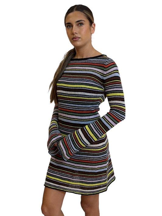 Realisation Multicoloured 'Olivia' Wool Blend Stripe Dress. Size: M