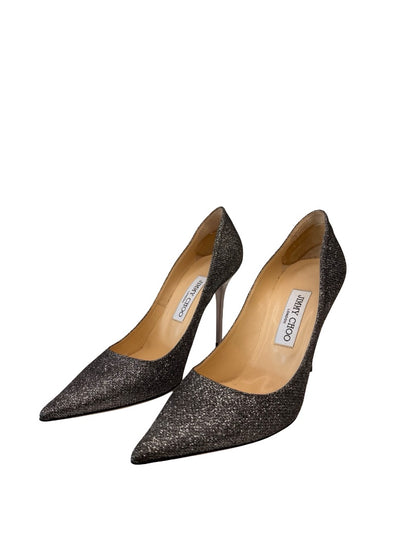 Jimmy Choo Silver Glitter Heels. Size: 38