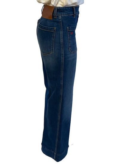 Victoria Beckham Blue Alina High Rise Wide Leg Jeans. Size: 26