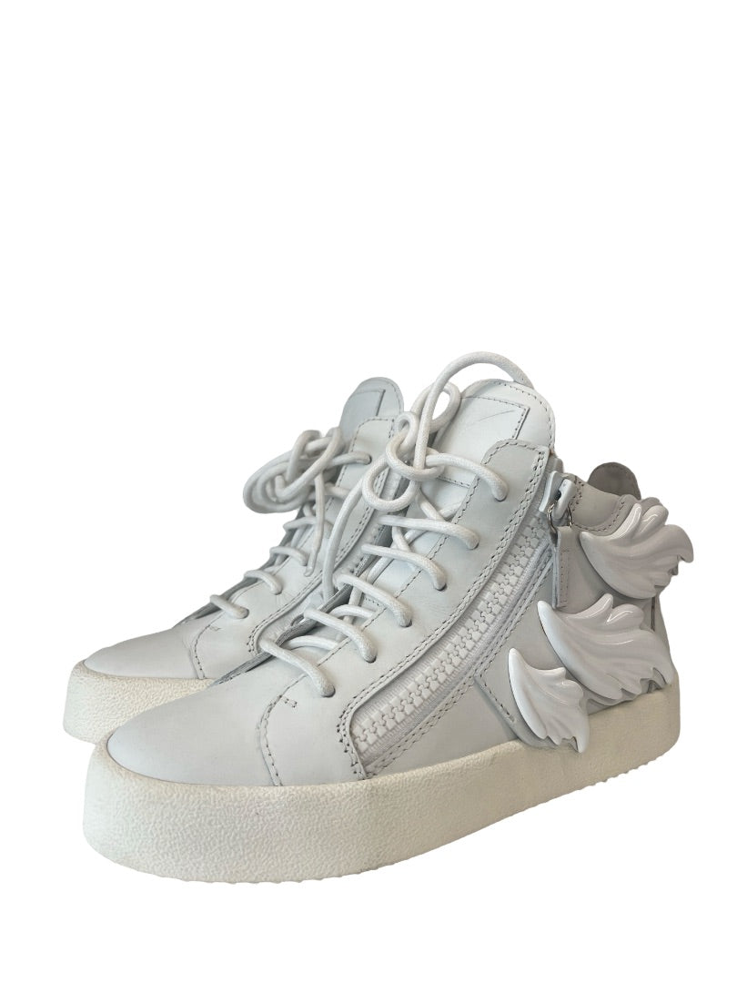 Giuseppe Zanotti White High Top Angel Sneaker. Size: 36