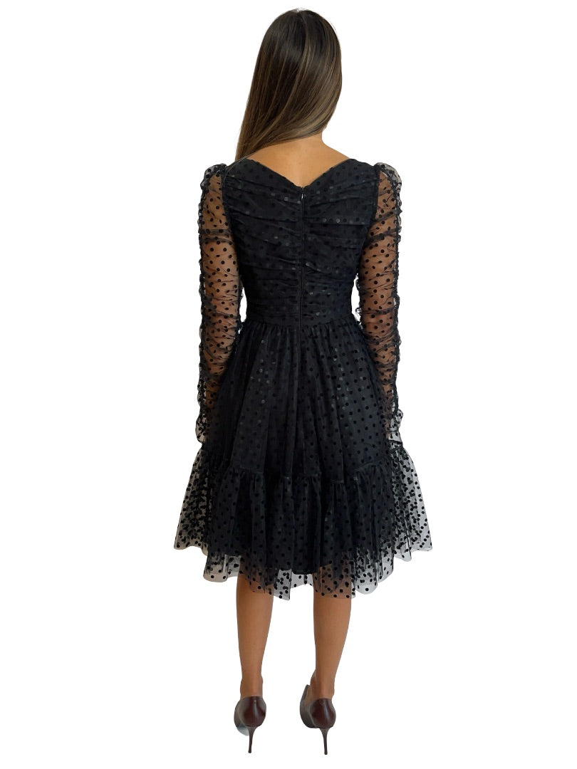 Zimmermann Black Polka Mesh Dress. Size: 1