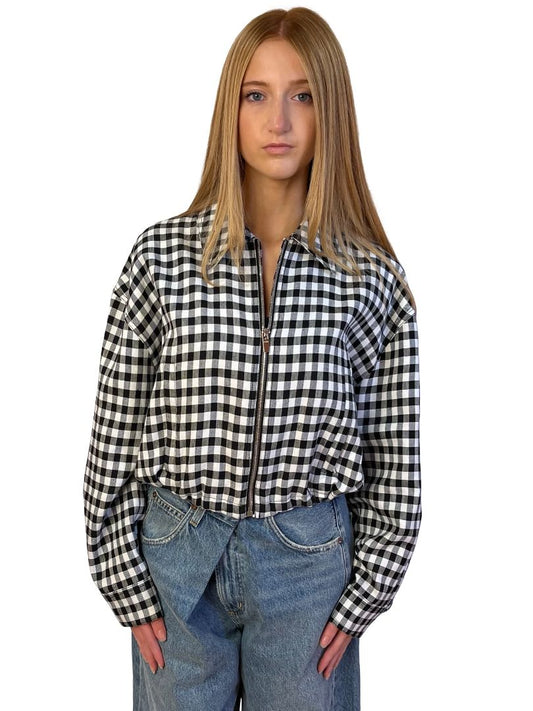 A.L.C. Black / White Plaid Cropped Jacket. Size: S