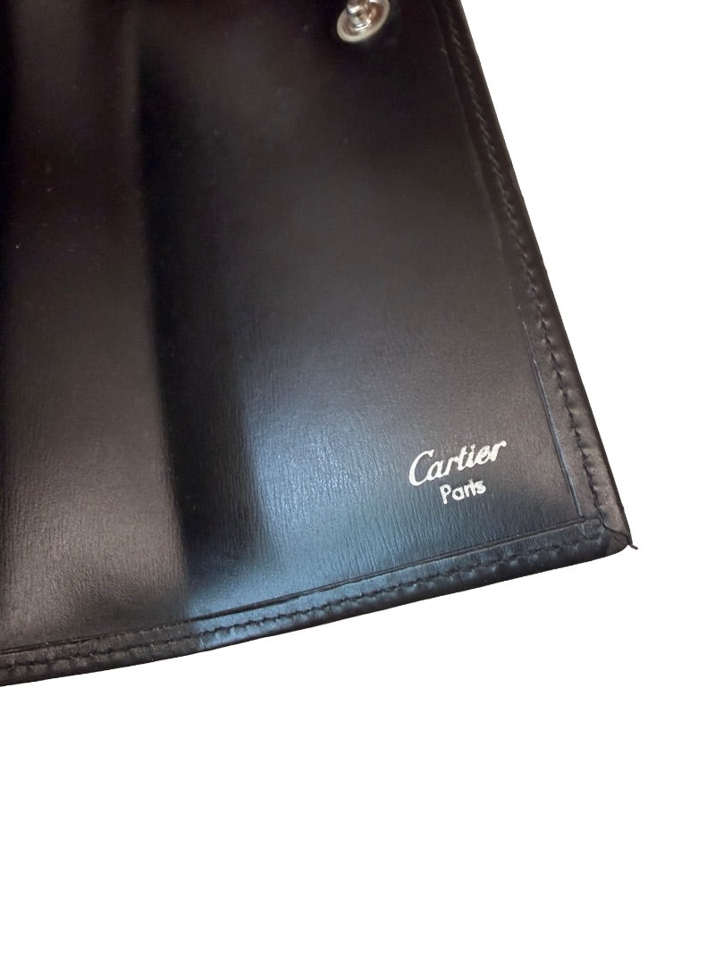 Cartier Black Leather Panther C Folding Wallet.