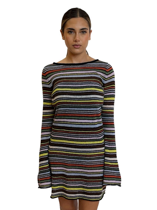 Realisation Multicoloured 'Olivia' Wool Blend Stripe Dress. Size: M