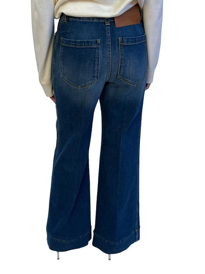 Victoria Beckham Blue Alina High Rise Wide Leg Jeans. Size: 26